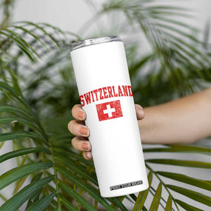 Switzerland Fan Skinny Tumbler Vintage Retro Swiss Cross Flag TS10 Print Your Wear