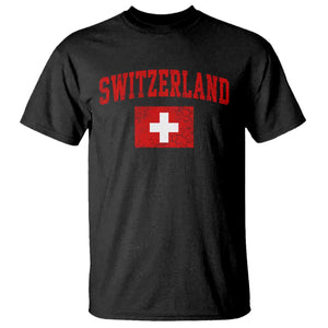 Switzerland Fan T Shirt Vintage Retro Swiss Cross Flag