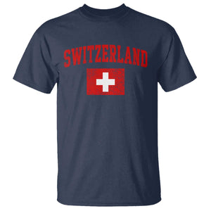 Switzerland Fan T Shirt Vintage Retro Swiss Cross Flag