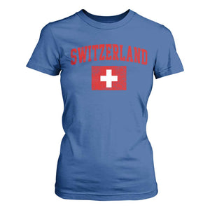 Switzerland Fan T Shirt For Women Vintage Retro Swiss Cross Flag