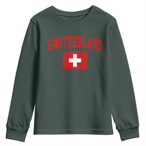 Switzerland Fan Youth Sweatshirt Vintage Retro Swiss Cross Flag