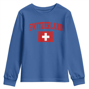 Switzerland Fan Youth Sweatshirt Vintage Retro Swiss Cross Flag