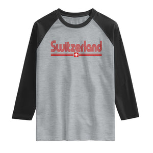 Switzerland Fan Retro Vintage Flag Raglan Shirt