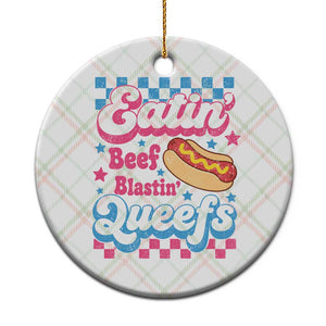 Hotdog Eatin Beef Blastin Queefs Inappropriate Ceramic Ornament Retro Groovy Hotdog Meme Funny Cringe Offensive Humor