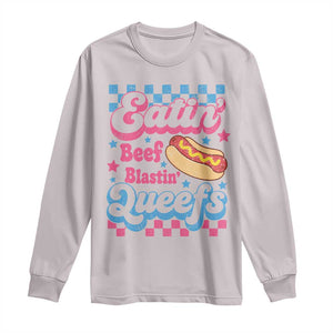 Hotdog Eatin Beef Blastin Queefs Inappropriate Long Sleeve Shirt Retro Groovy Hotdog Meme Funny Cringe Offensive Humor