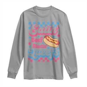 Hotdog Eatin Beef Blastin Queefs Inappropriate Long Sleeve Shirt Retro Groovy Hotdog Meme Funny Cringe Offensive Humor