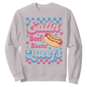 Hotdog Eatin Beef Blastin Queefs Inappropriate Sweatshirt Retro Groovy Hotdog Meme Funny Cringe Offensive Humor