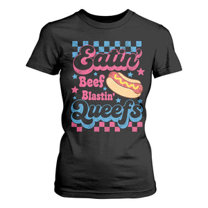 Hotdog Eatin Beef Blastin Queefs Inappropriate T Shirt For Women Retro Groovy Hotdog Meme Funny Cringe Offensive Humor