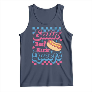Hotdog Eatin Beef Blastin Queefs Inappropriate Tank Top Retro Groovy Hotdog Meme Funny Cringe Offensive Humor