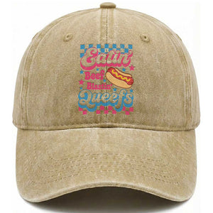 Hotdog Eatin Beef Blastin Queefs Inappropriate Washed Cotton Baseball Cap Retro Groovy Hotdog Meme Funny Cringe Offensive Humor