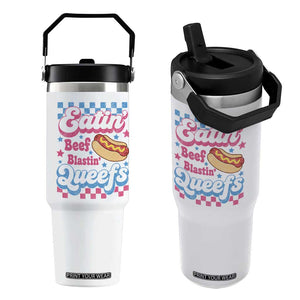 Hotdog Eatin Beef Blastin Queefs Inappropriate Flip Straw Tumbler Retro Groovy Hotdog Meme Funny Cringe Offensive Humor