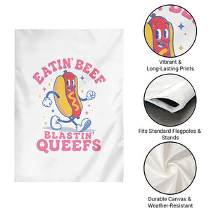 Hotdog Eatin Beef Blastin Queefs Inappropriate Garden Flag Funny Cringe Offensive Humor