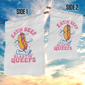 Hotdog Eatin Beef Blastin Queefs Inappropriate Garden Flag Funny Cringe Offensive Humor