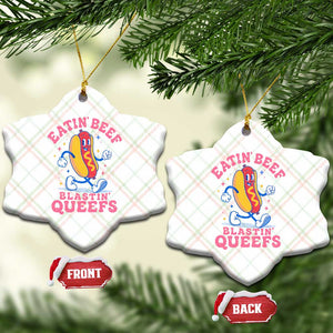 Hotdog Eatin Beef Blastin Queefs Inappropriate Ceramic Ornament Funny Cringe Offensive Humor