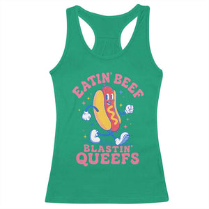 Hotdog Eatin Beef Blastin Queefs Inappropriate Racerback Tank Top Funny Cringe Offensive Humor