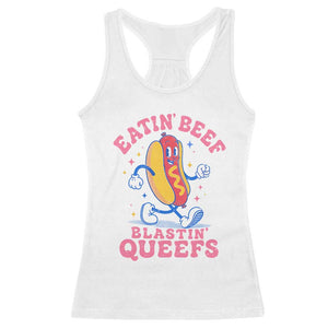Hotdog Eatin Beef Blastin Queefs Inappropriate Racerback Tank Top Funny Cringe Offensive Humor