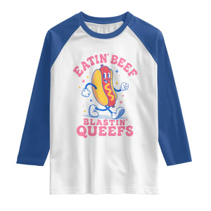 Hotdog Eatin Beef Blastin Queefs Inappropriate Raglan Shirt Funny Cringe Offensive Humor