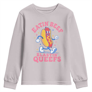 Hotdog Eatin Beef Blastin Queefs Inappropriate Youth Sweatshirt Funny Cringe Offensive Humor