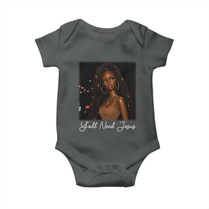 Need-Jesus Sarcastic Afro Doll Meme Funny Saying Christian Baby Onesie Black Girl African Pride TS10 Dark Heather Print Your Wear