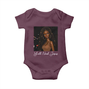 Need-Jesus Sarcastic Afro Doll Meme Funny Saying Christian Baby Onesie Black Girl African Pride TS10 Maroon Print Your Wear