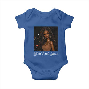 Need-Jesus Sarcastic Afro Doll Meme Funny Saying Christian Baby Onesie Black Girl African Pride TS10 Royal Blue Print Your Wear