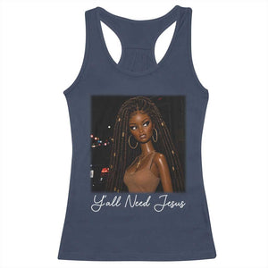 Need-Jesus Sarcastic Afro Doll Meme Funny Saying Christian Racerback Tank Top Black Girl African Pride TS10 Navy Print Your Wear