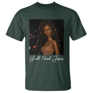 Need-Jesus Sarcastic Afro Doll Meme Funny Saying Christian T Shirt Black Girl African Pride TS10 Dark Forest Green Print Your Wear