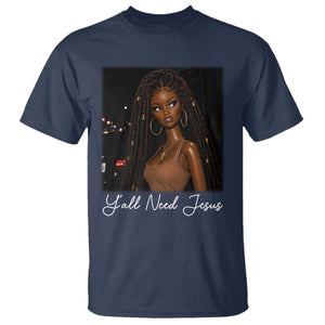 Need-Jesus Sarcastic Afro Doll Meme Funny Saying Christian T Shirt Black Girl African Pride TS10 Navy Print Your Wear