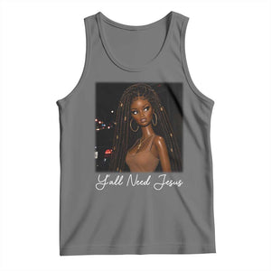 Need-Jesus Sarcastic Afro Doll Meme Funny Saying Christian Tank Top Black Girl African Pride TS10 Black Heather Print Your Wear