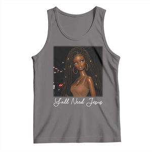 Need-Jesus Sarcastic Afro Doll Meme Funny Saying Christian Tank Top Black Girl African Pride TS10 Deep Heather Print Your Wear