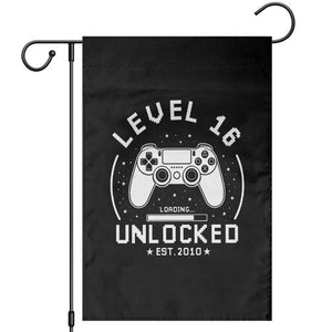 Level 16 Unlocked Video Gamer 16th Birthday Gift Garden Flag Vintage 2010 16 Year Old Gift