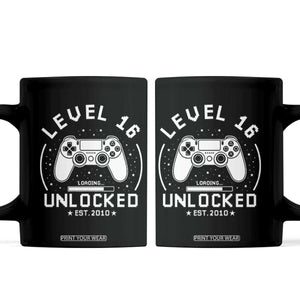 Level 16 Unlocked Video Gamer 16th Birthday Gift Coffee Mug Vintage 2010 16 Year Old Gift
