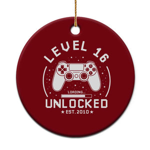 Level 16 Unlocked Video Gamer 16th Birthday Gift Ceramic Ornament Vintage 2010 16 Year Old Gift