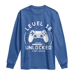 Level 16 Unlocked Video Gamer 16th Birthday Gift Long Sleeve Shirt Vintage 2010 16 Year Old Gift