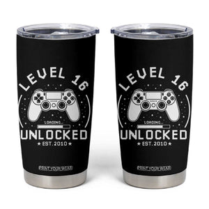 Level 16 Unlocked Video Gamer 16th Birthday Gift Tumbler Cup Vintage 2010 16 Year Old Gift