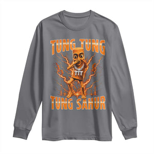 Tung Tung Tung Sahur is Calling Scuba Dance Meme Long Sleeve Shirt Italian Brainrot TS10 Charcoal Print Your Wear