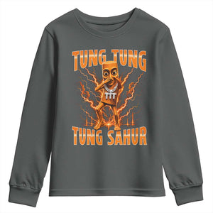 Tung Tung Tung Sahur is Calling Scuba Dance Meme Youth Sweatshirt Italian Brainrot TS10 Dark Heather Print Your Wear