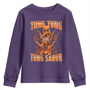 Tung Tung Tung Sahur is Calling Scuba Dance Meme Youth Sweatshirt Italian Brainrot TS10 Purple Print Your Wear