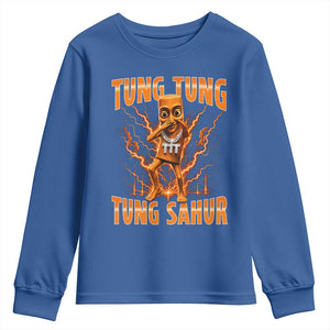 Tung Tung Tung Sahur is Calling Scuba Dance Meme Youth Sweatshirt Italian Brainrot TS10 Royal Blue Print Your Wear