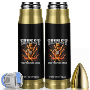 Triple T Tung Tung Tung Sahur Brainrot Meme Bullet Tumbler TS10 Black Print Your Wear