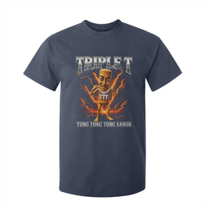 Triple T Tung Tung Tung Sahur Brainrot Meme T Shirt For Kid TS10 Navy Print Your Wear