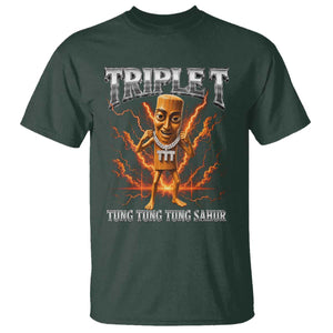 Triple T Tung Tung Tung Sahur Brainrot Meme T Shirt TS10 Dark Forest Green Print Your Wear