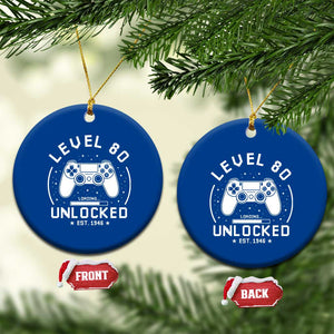 Level 80 Unlocked Video Gamer 80th Birthday Gift Ceramic Ornament Vintage 1946 80 Year Old Gift