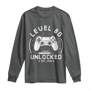 Level 80 Unlocked Video Gamer 80th Birthday Gift Long Sleeve Shirt Vintage 1946 80 Year Old Gift