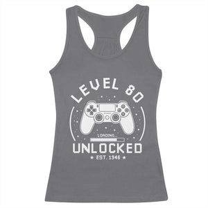 Level 80 Unlocked Video Gamer 80th Birthday Gift Racerback Tank Top Vintage 1946 80 Year Old Gift