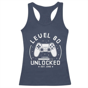 Level 80 Unlocked Video Gamer 80th Birthday Gift Racerback Tank Top Vintage 1946 80 Year Old Gift
