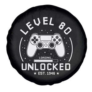 Level 80 Unlocked Video Gamer 80th Birthday Gift Spare Tire Cover Vintage 1946 80 Year Old Gift