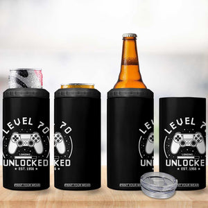 Level 70 Unlocked Video Gamer 70th Birthday Gift 4 in 1 Can Cooler Tumbler Vintage 1956 70 Year Old Gift