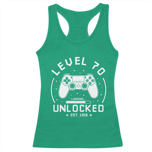 Level 70 Unlocked Video Gamer 70th Birthday Gift Racerback Tank Top Vintage 1956 70 Year Old Gift