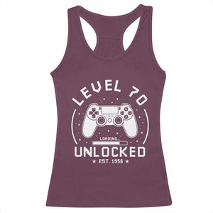Level 70 Unlocked Video Gamer 70th Birthday Gift Racerback Tank Top Vintage 1956 70 Year Old Gift